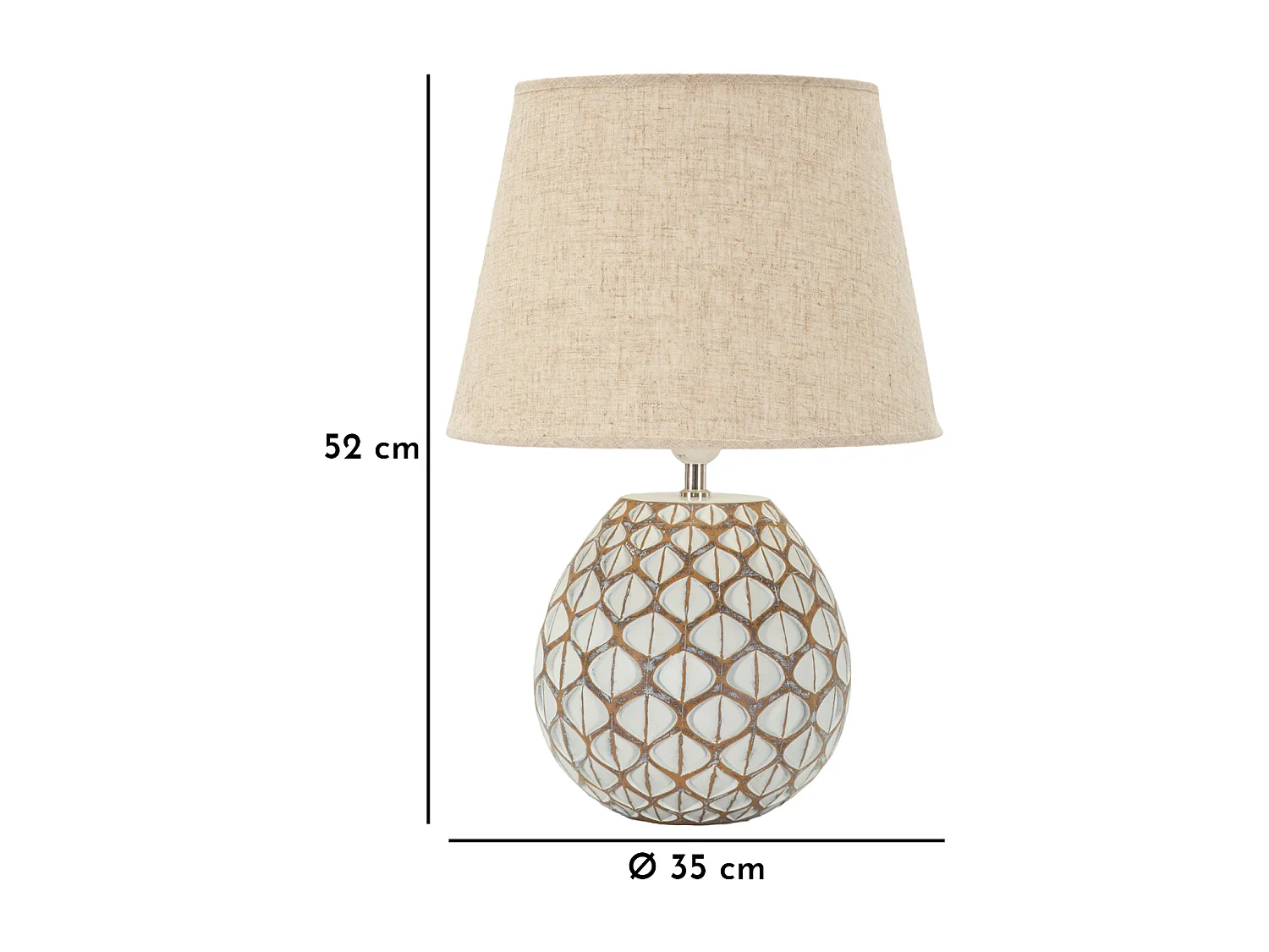 Lampada da tavolo in resina bianca cm ø 35x52