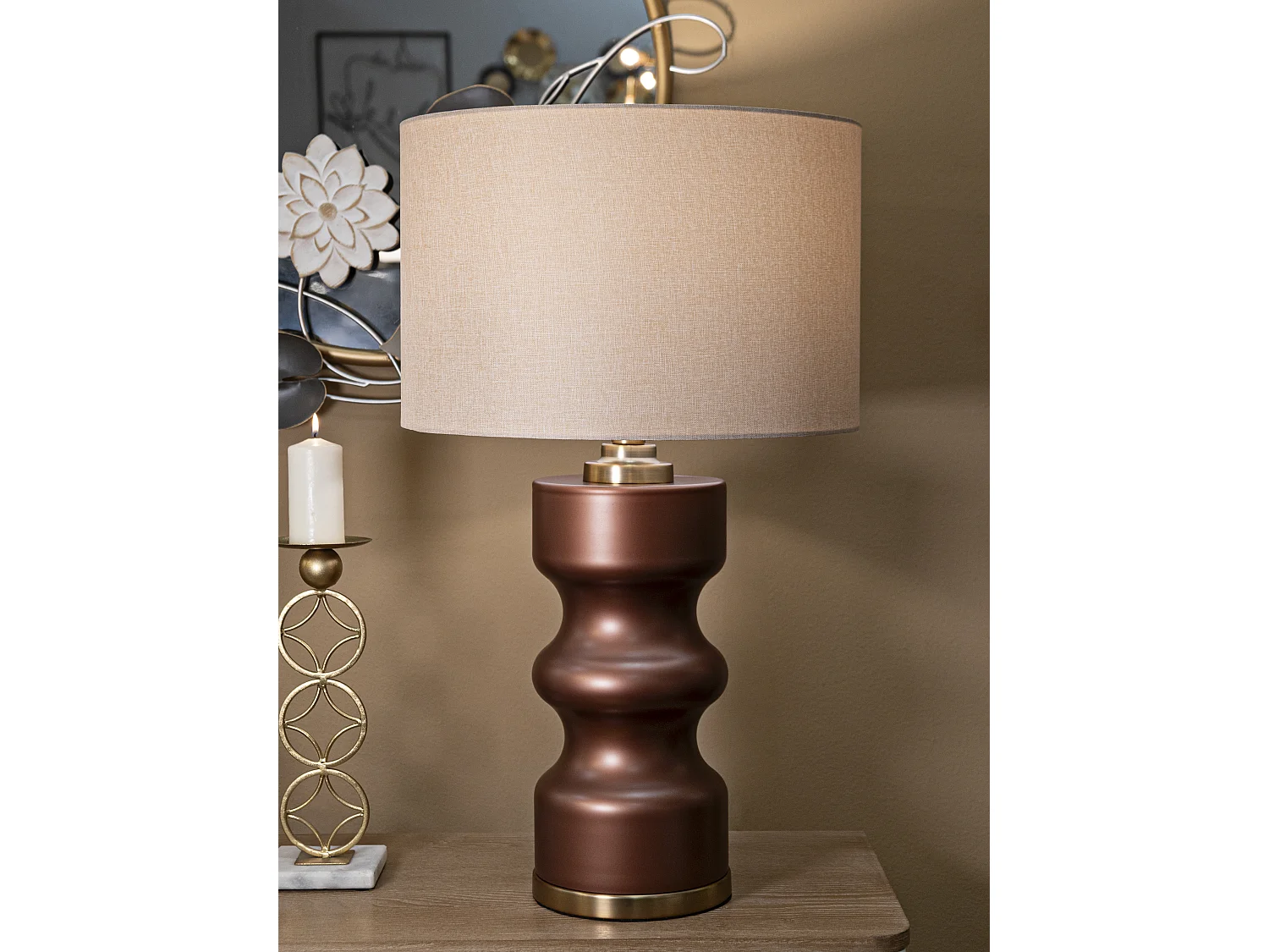 Lampe de table en verre marron cm ø 40,5x69,5