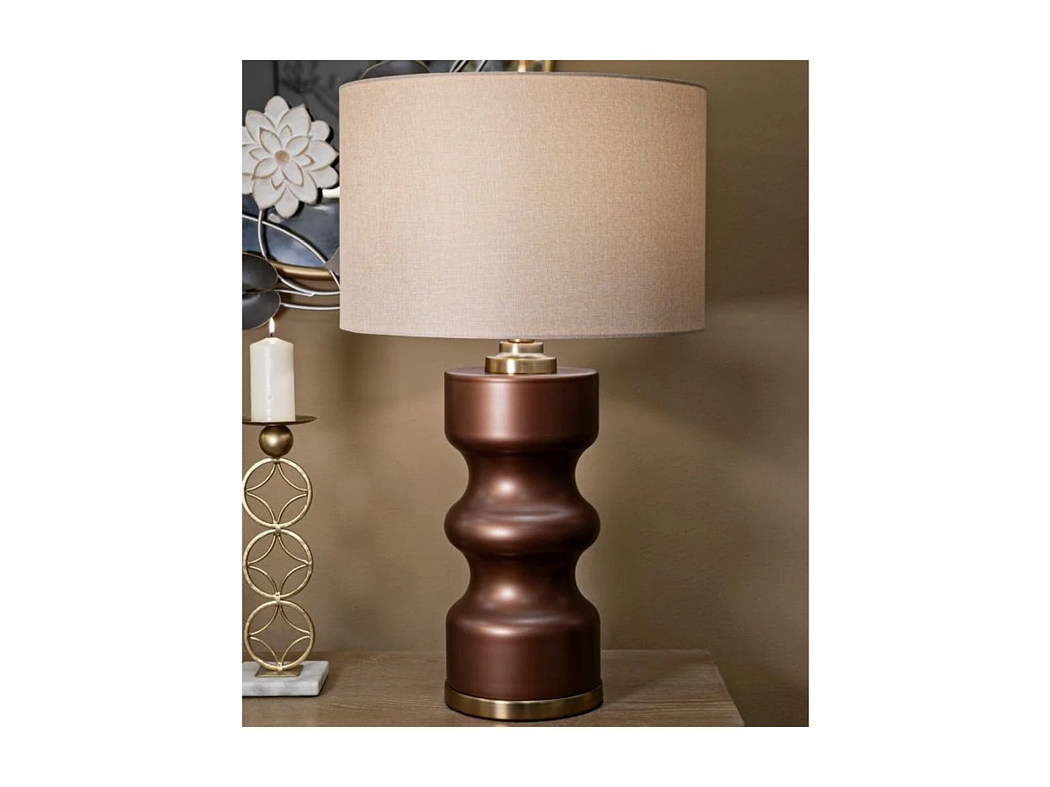 Bruine glazen tafellamp cm ø 40,5x69,5