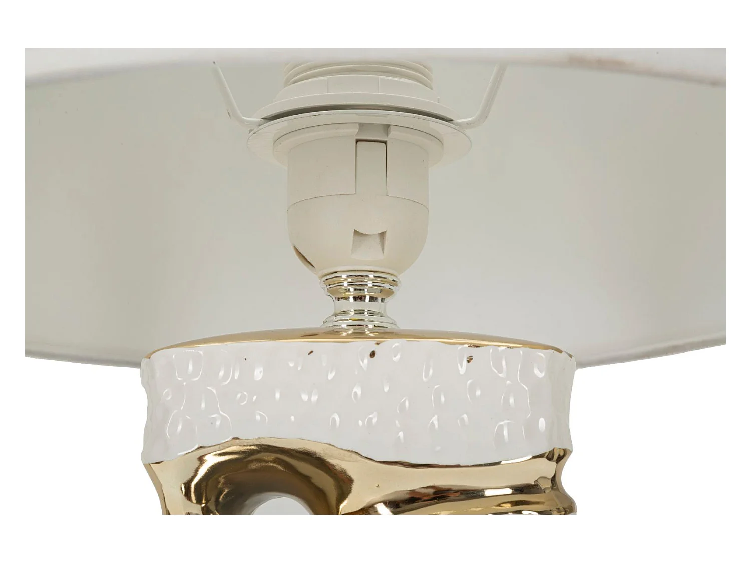 Lampe à Poser en Céramique "Florida" 43cm Blanc & Or