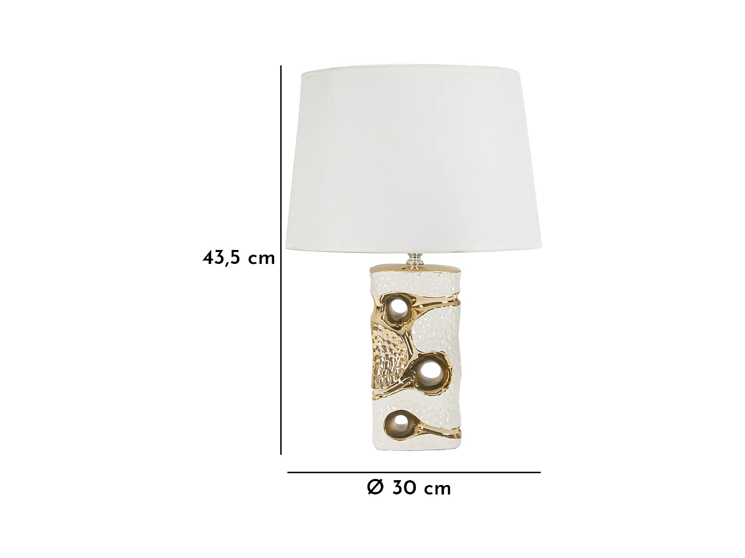 Lampe à Poser en Céramique "Florida" 43cm Blanc & Or