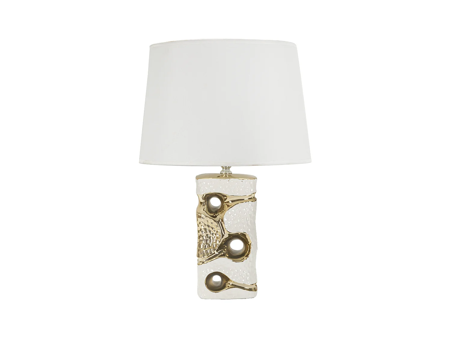 Lampe de table en céramique blanche et dorée Ø cm 30x43,5