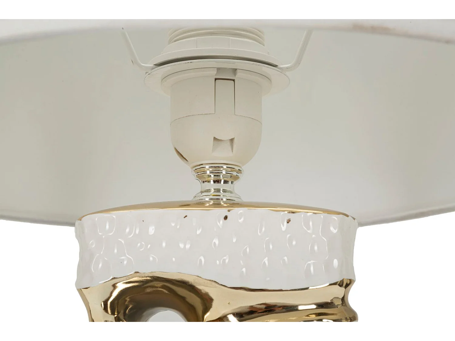 Lampe à Poser en Céramique "Florida" 43cm Blanc & Or