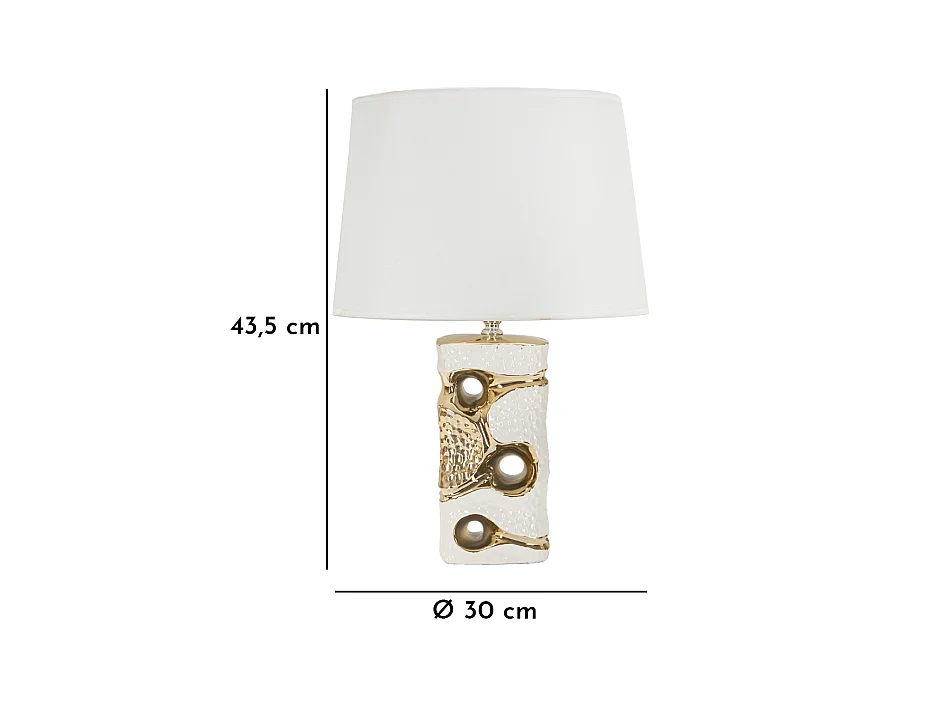 Lampe à Poser en Céramique "Florida" 43cm Blanc & Or