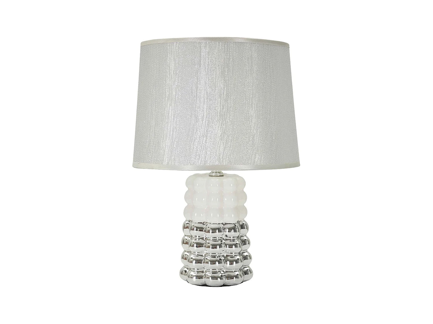 Lampe à Poser en Céramique "Lace" 33cm Argent & Blanc