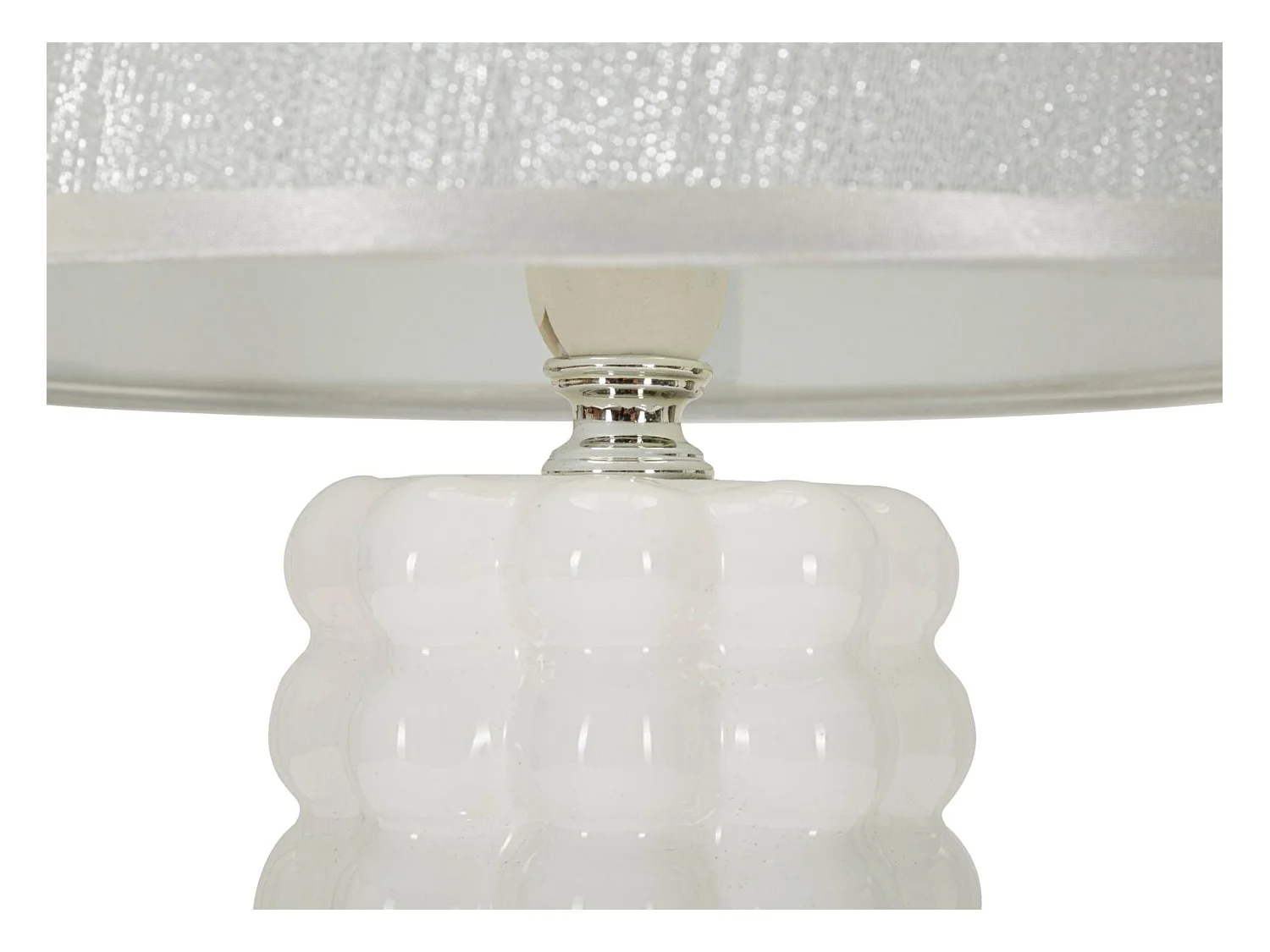 Lampe à Poser en Céramique "Lace" 33cm Argent & Blanc