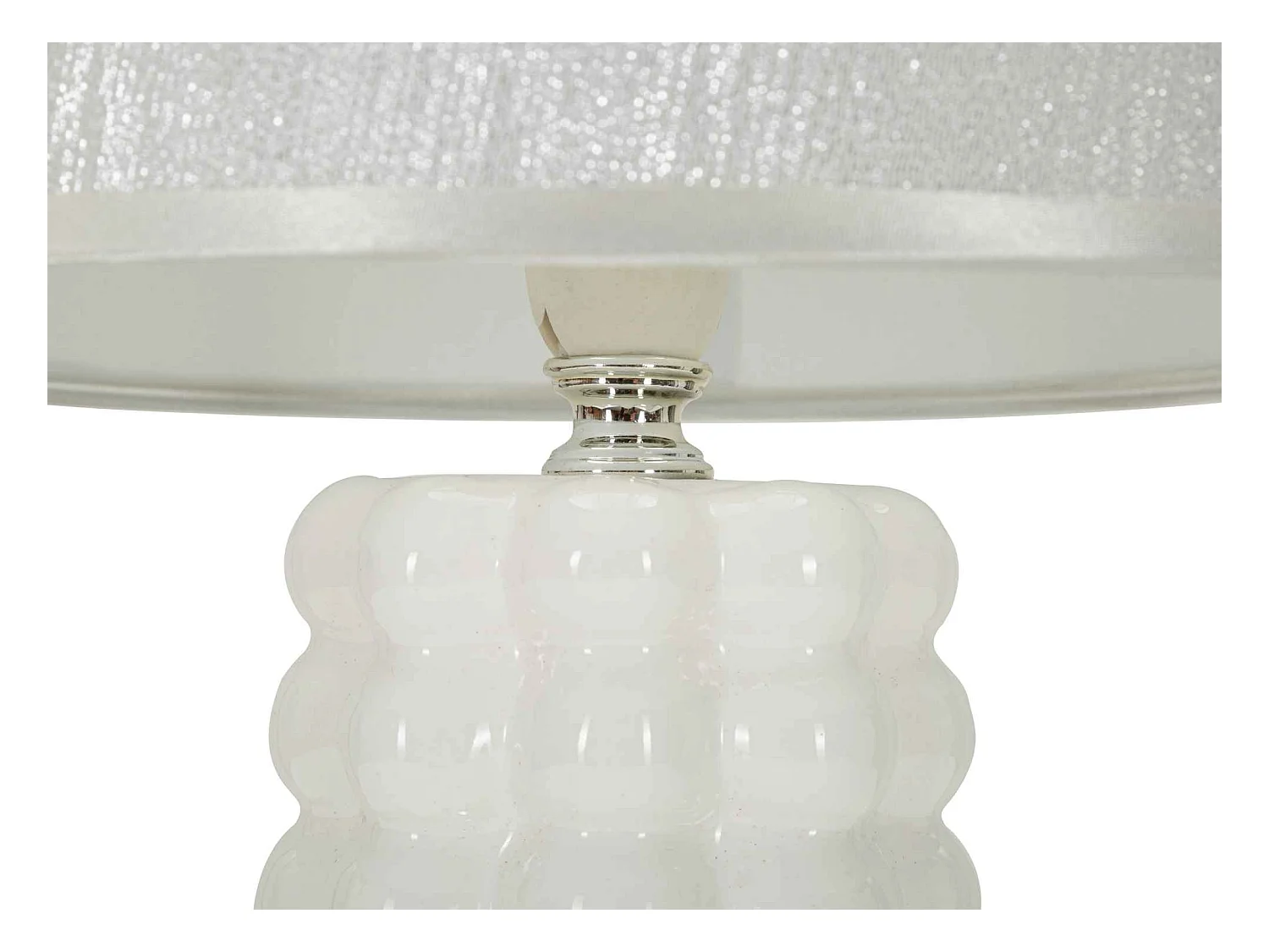 Lampe à Poser en Céramique "Lace" 33cm Argent & Blanc