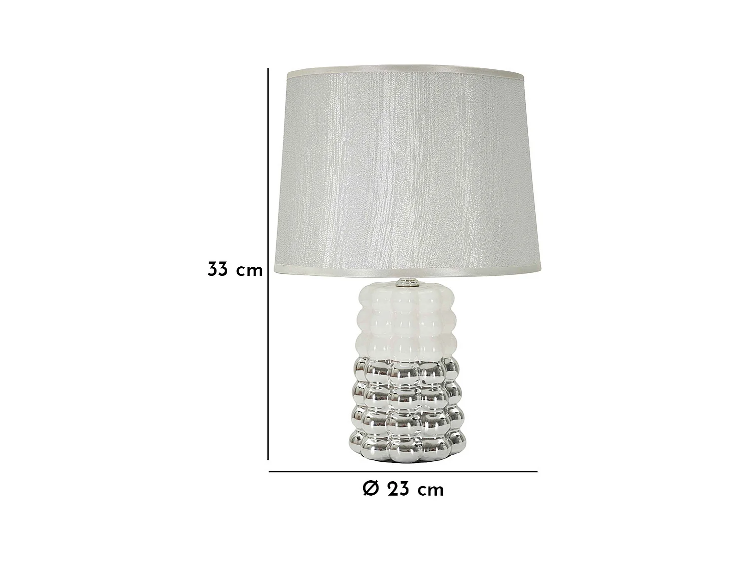 Lampe à Poser en Céramique "Lace" 33cm Argent & Blanc