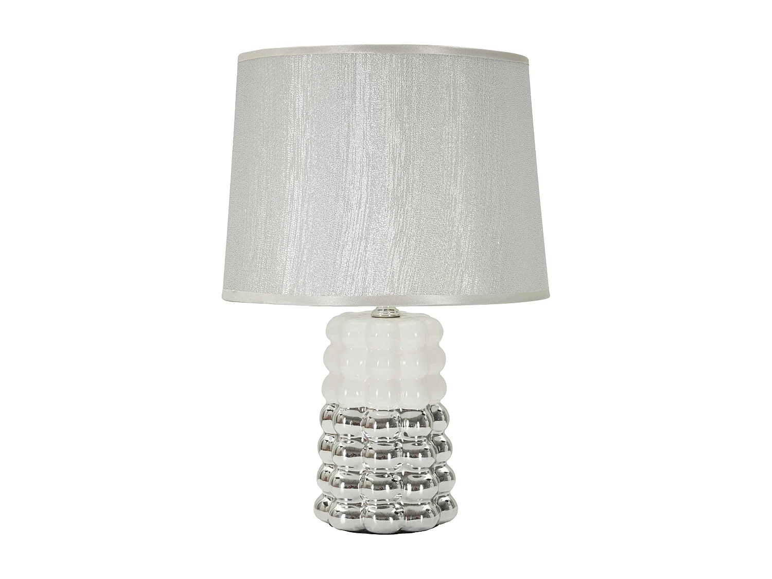 Lampe à Poser en Céramique "Lace" 33cm Argent & Blanc