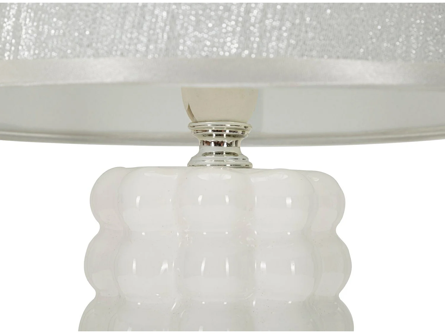 Lampe à Poser en Céramique "Lace" 33cm Argent & Blanc