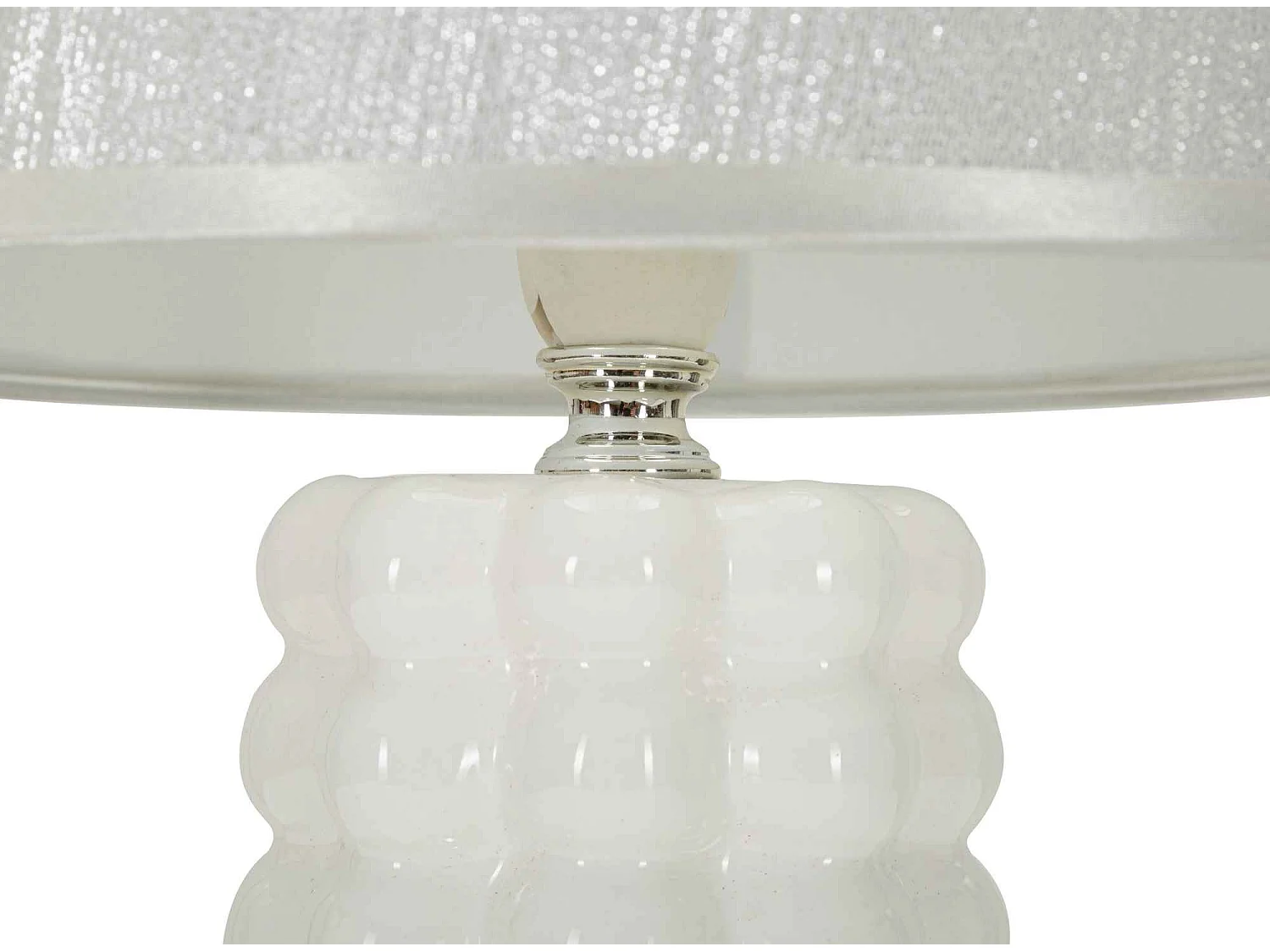 Lampe à Poser en Céramique "Lace" 33cm Argent & Blanc