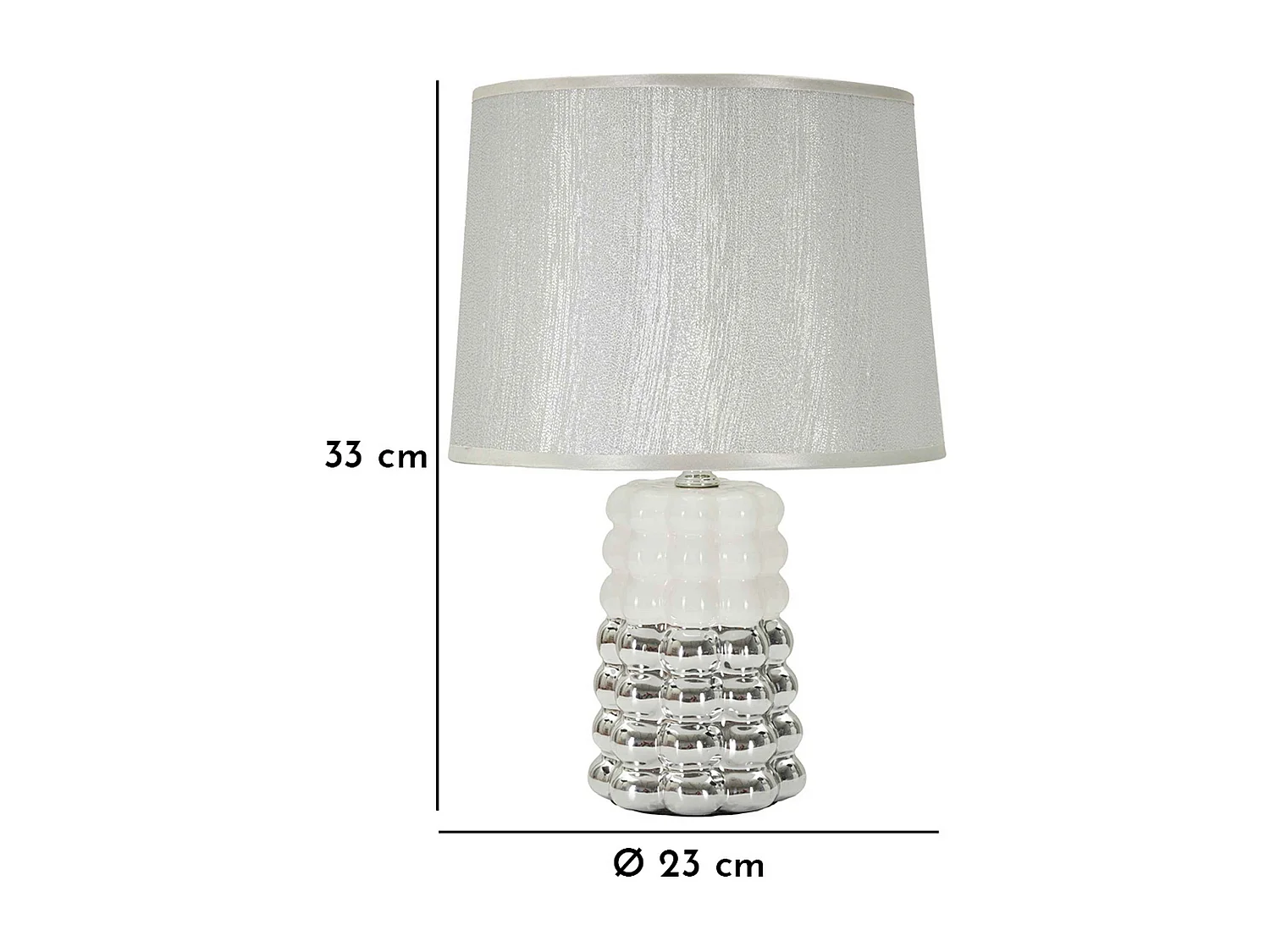 Lampe à Poser en Céramique "Lace" 33cm Argent & Blanc