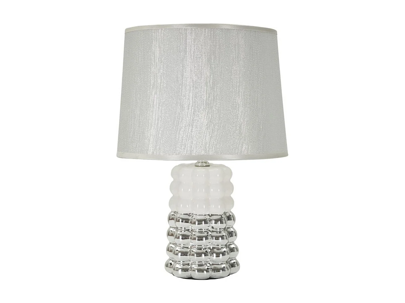 Lampe à Poser en Céramique "Lace" 33cm Argent & Blanc