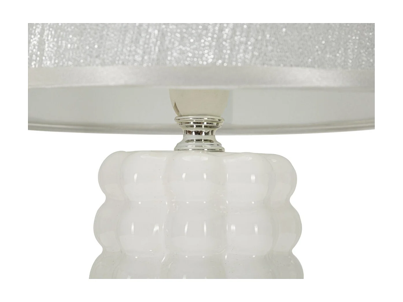 Lampe à Poser en Céramique "Lace" 33cm Argent & Blanc