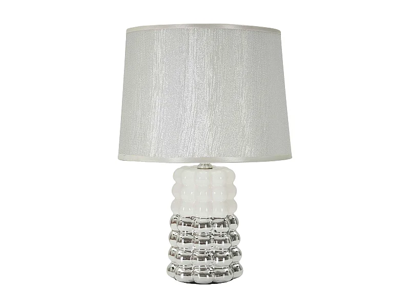 Lampe à Poser en Céramique "Lace" 33cm Argent & Blanc