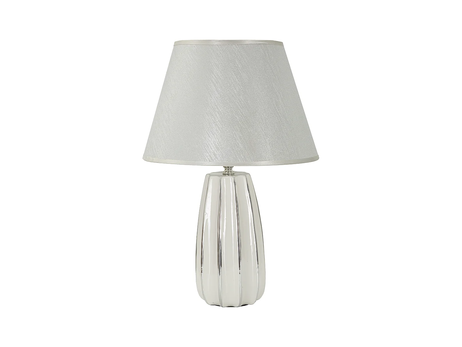 Lampe à Poser en Céramique "Emmi" 45cm Argent & Blanc