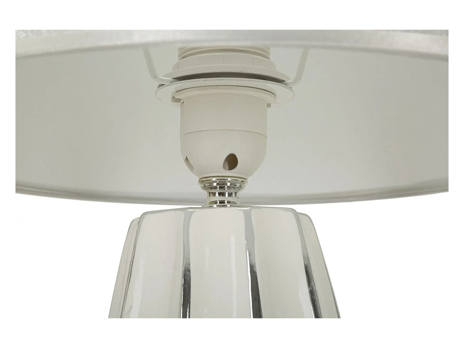 Lampe à Poser en Céramique "Emmi" 45cm Argent & Blanc