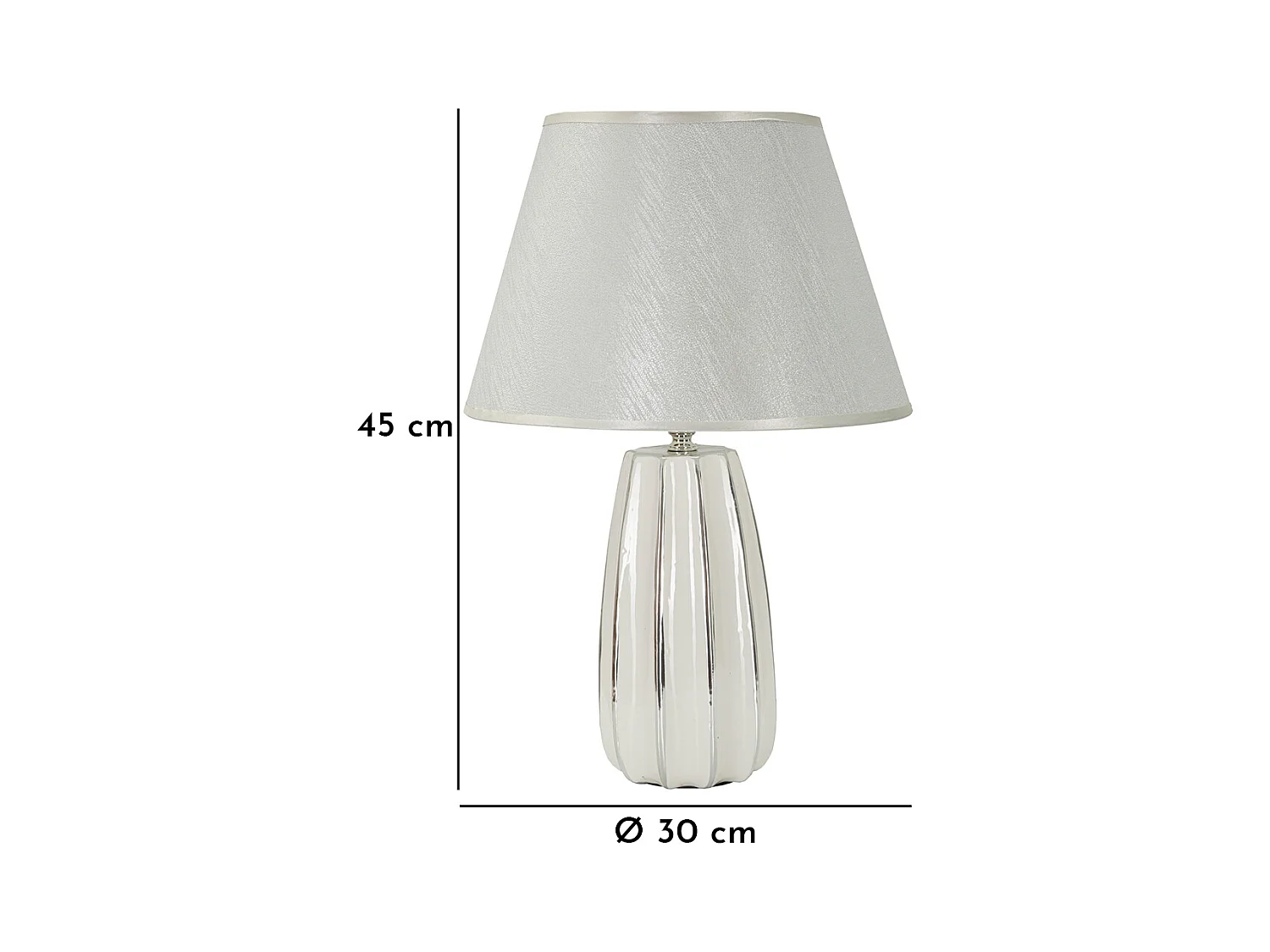Lampe à Poser en Céramique "Emmi" 45cm Argent & Blanc
