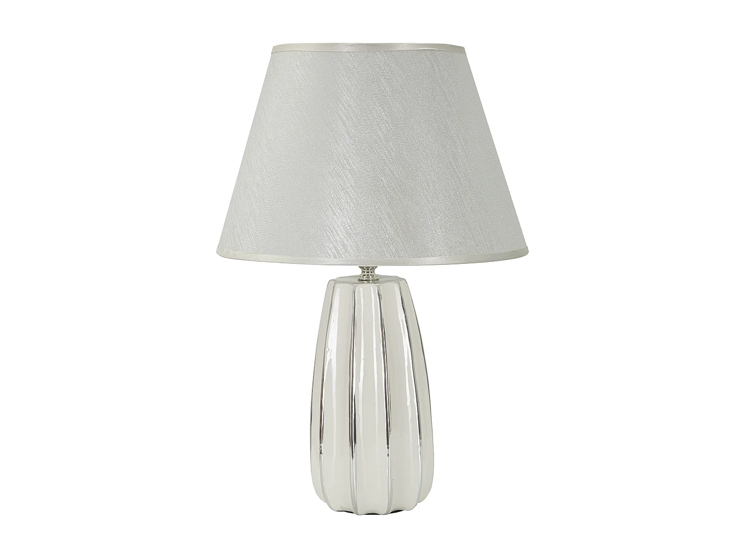 Lampe à Poser en Céramique "Emmi" 45cm Argent & Blanc