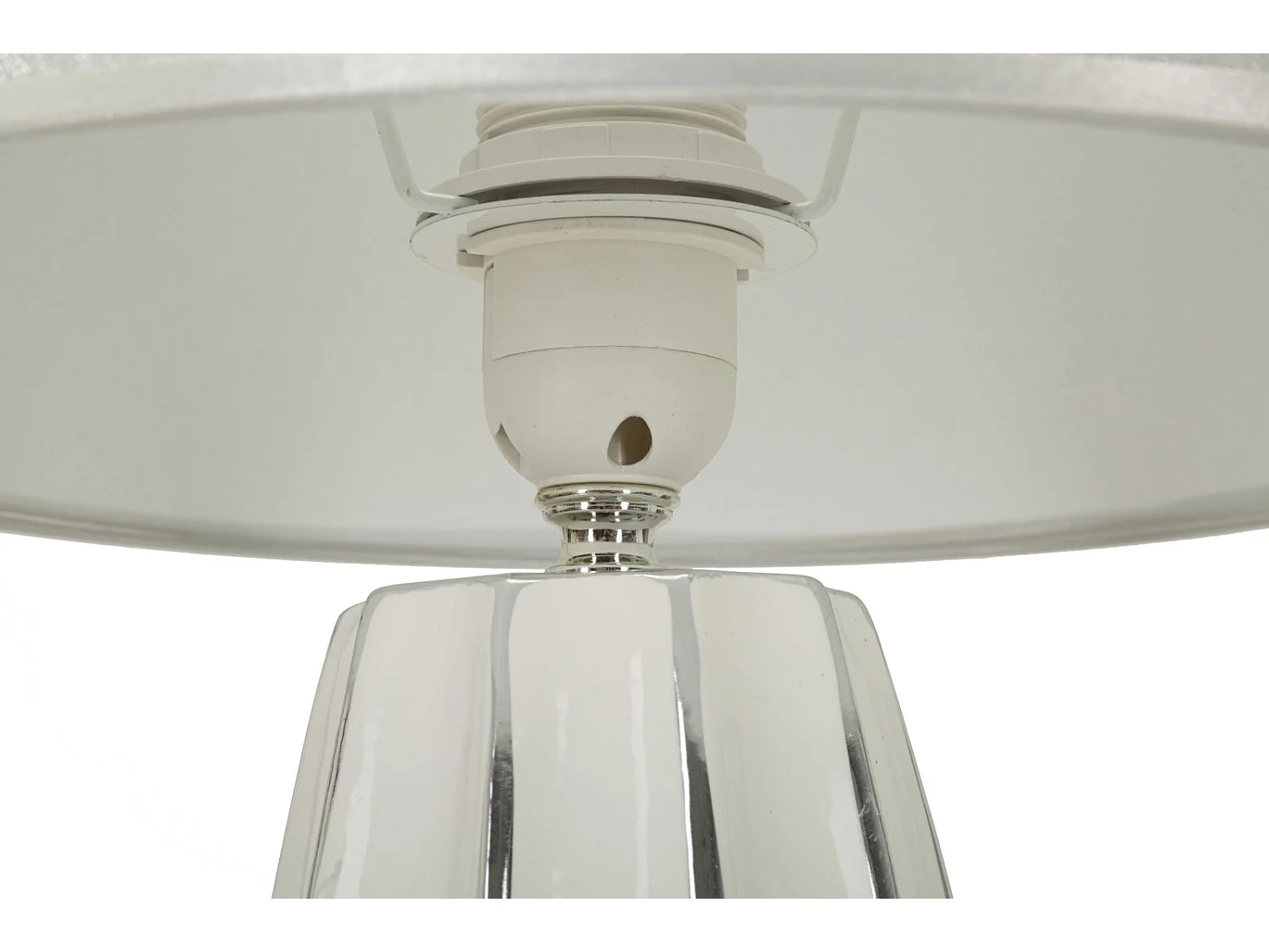 Lampe à Poser en Céramique "Emmi" 45cm Argent & Blanc