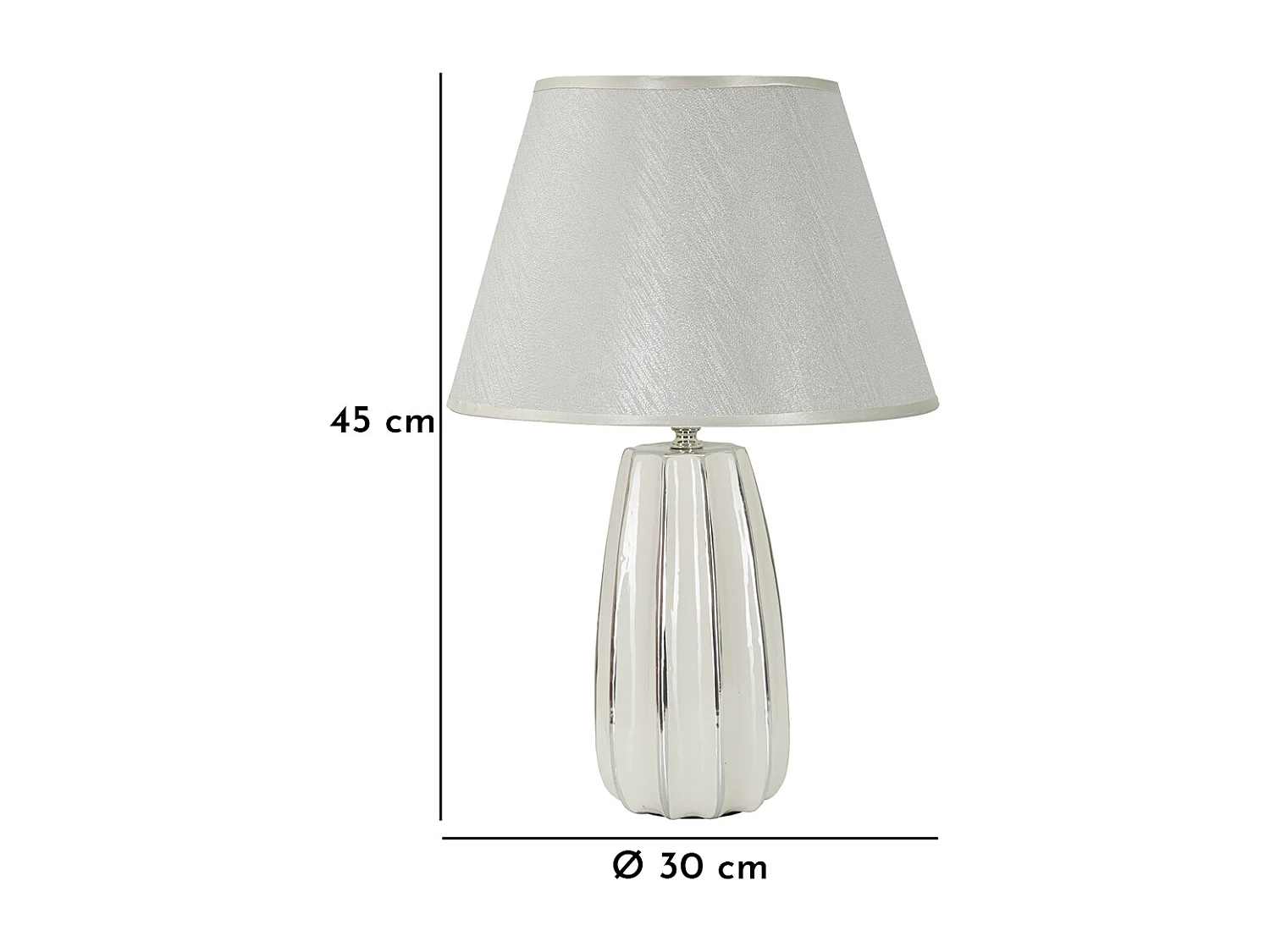 Lampe à Poser en Céramique "Emmi" 45cm Argent & Blanc