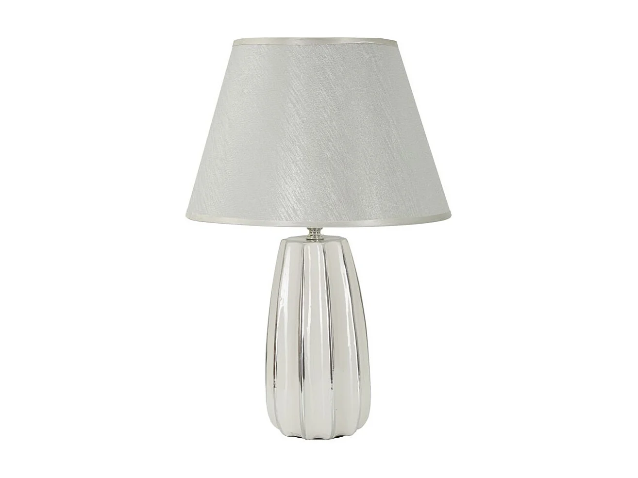 Lampe à Poser en Céramique "Emmi" 45cm Argent & Blanc