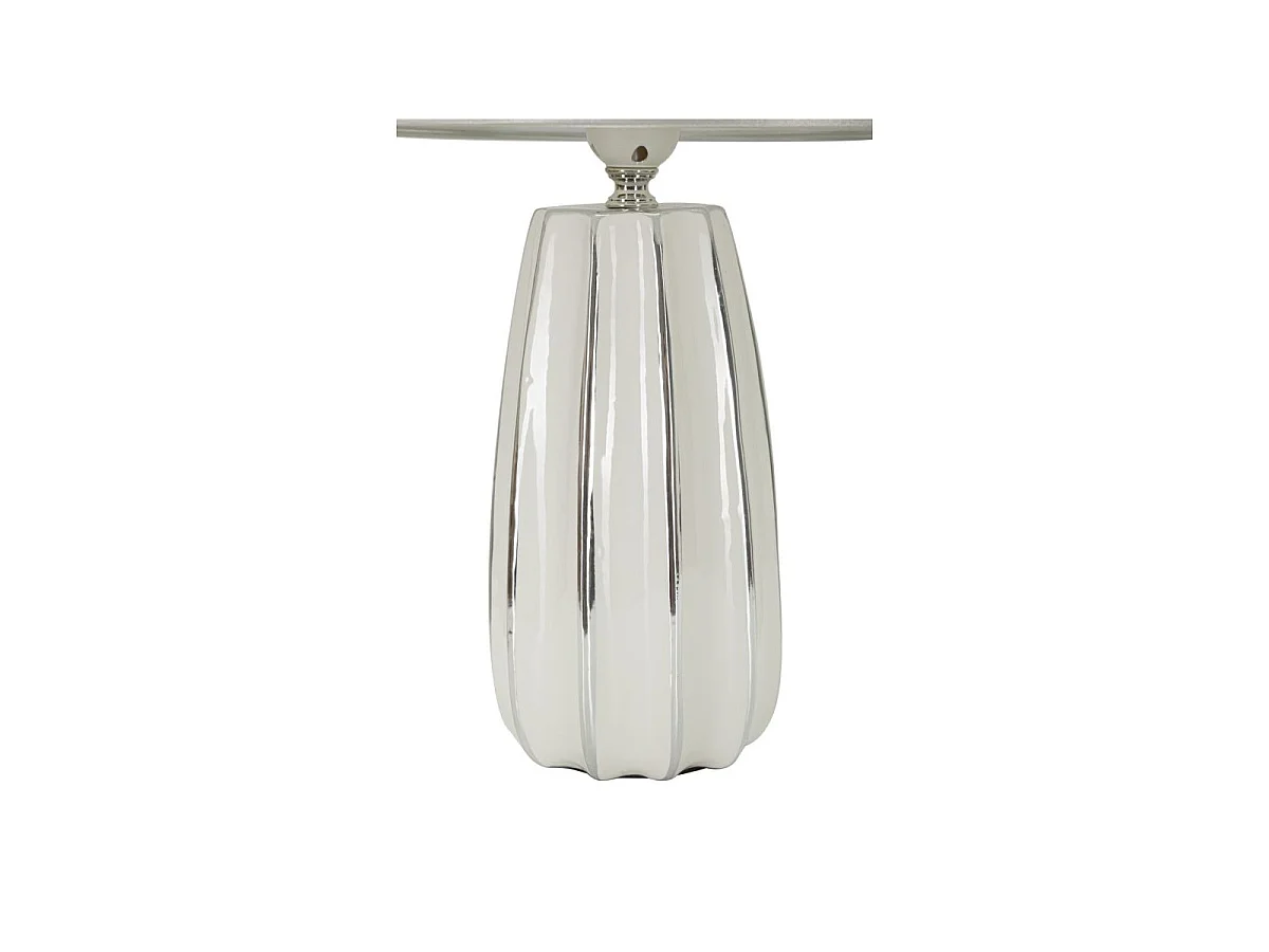 Lampe à Poser en Céramique "Emmi" 45cm Argent & Blanc