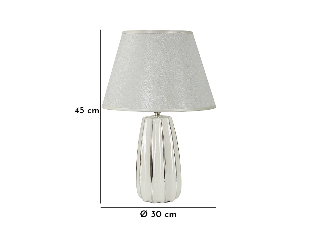 Lampe à Poser en Céramique "Emmi" 45cm Argent & Blanc