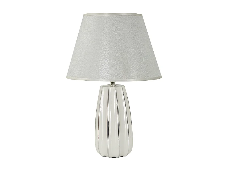 Lampe à Poser en Céramique "Emmi" 45cm Argent & Blanc