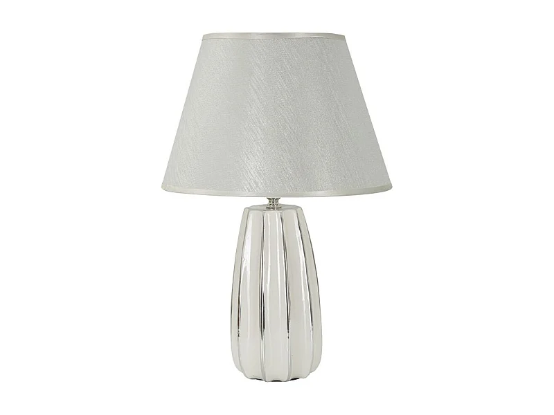 Lampe à Poser en Céramique "Emmi" 45cm Argent & Blanc