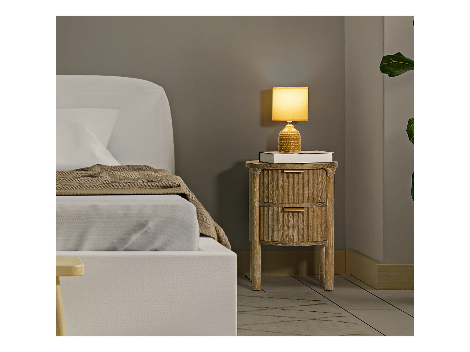 Chevet en bois 2 tiroirs Gothenburg 38 x 34.5 x 52 cm