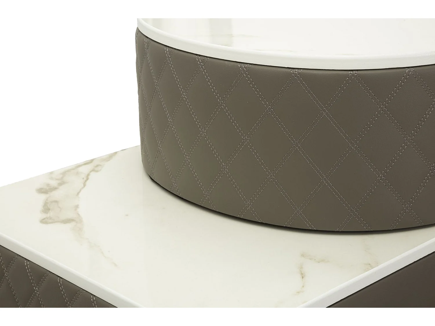 Coiffeuse Avec Pouf Effet Marbre "Sharon" 120 Gris & Argent