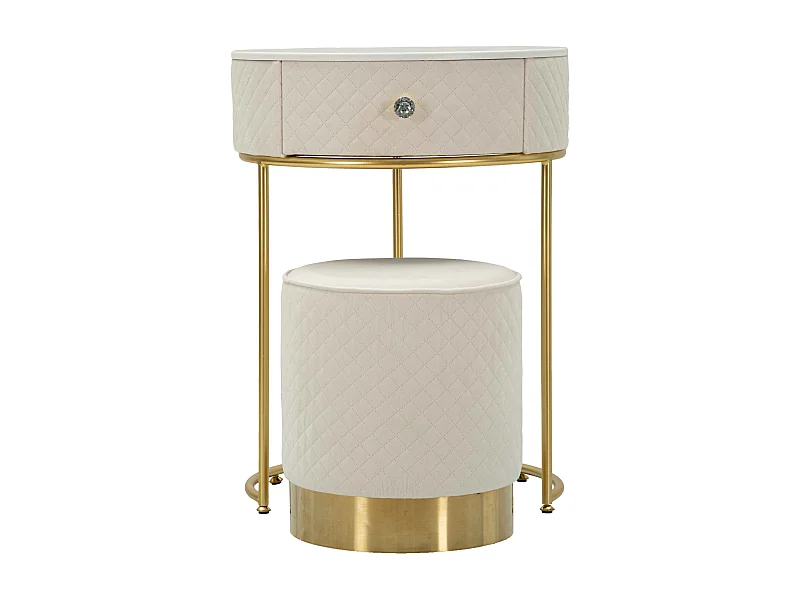 Comodino/toeletta con pouf in velluto cm ø 52x70 - ø 36x39