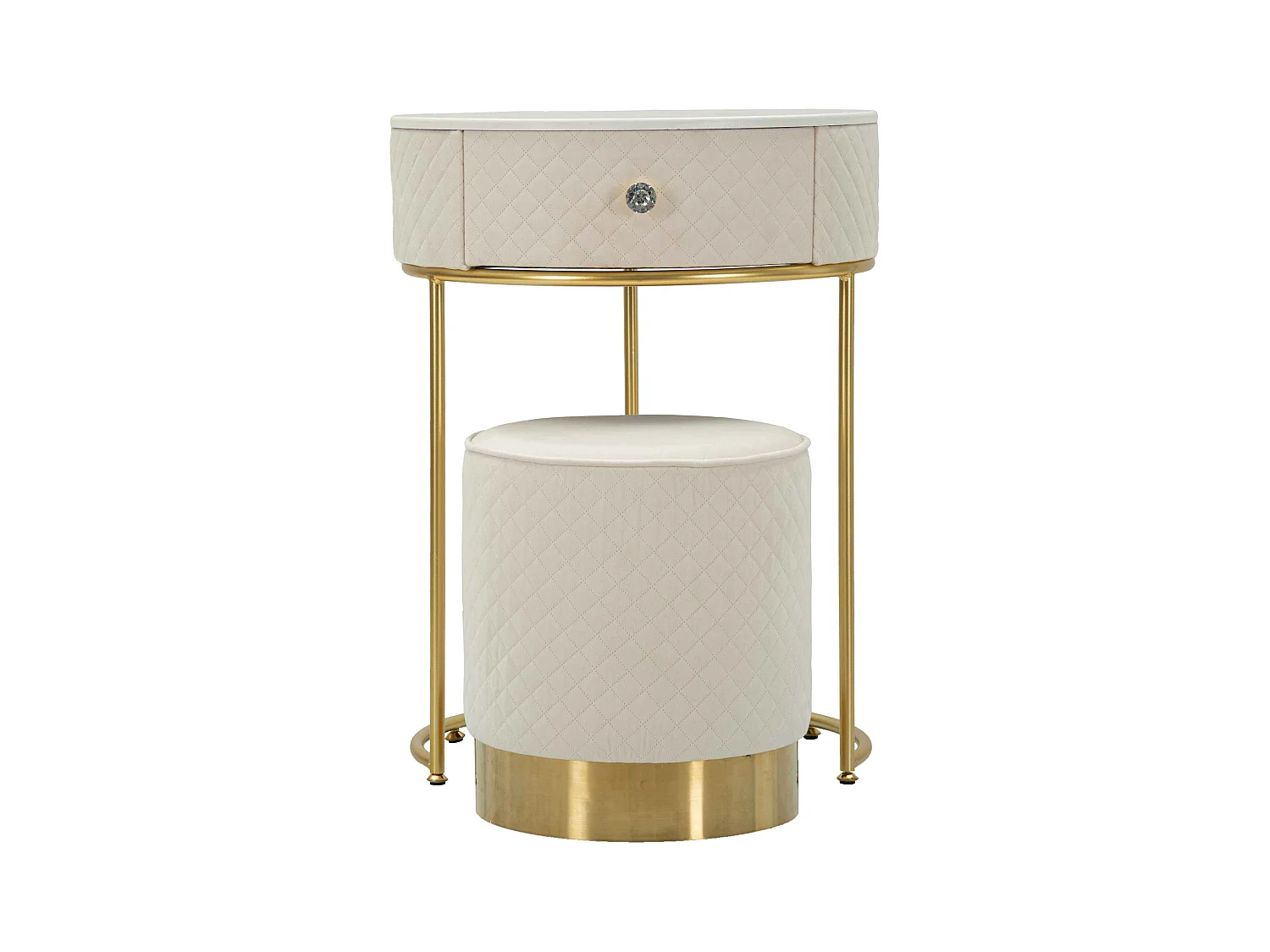 Comodino/toeletta con pouf in velluto cm ø 52x70 - ø 36x39