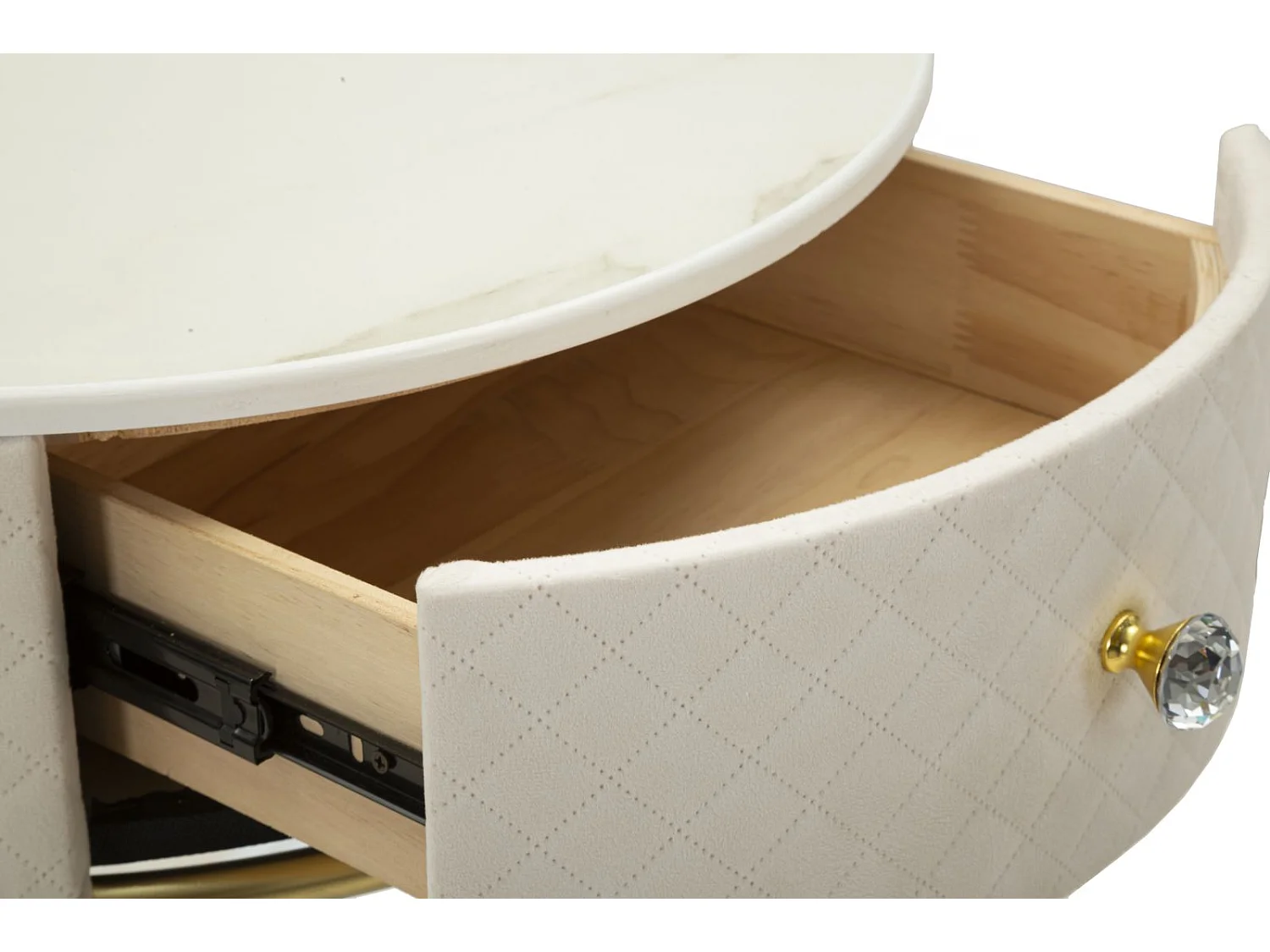 Table de chevet/coiffeuse avec pouf en velours cm ø 52x70 - ø 36x39