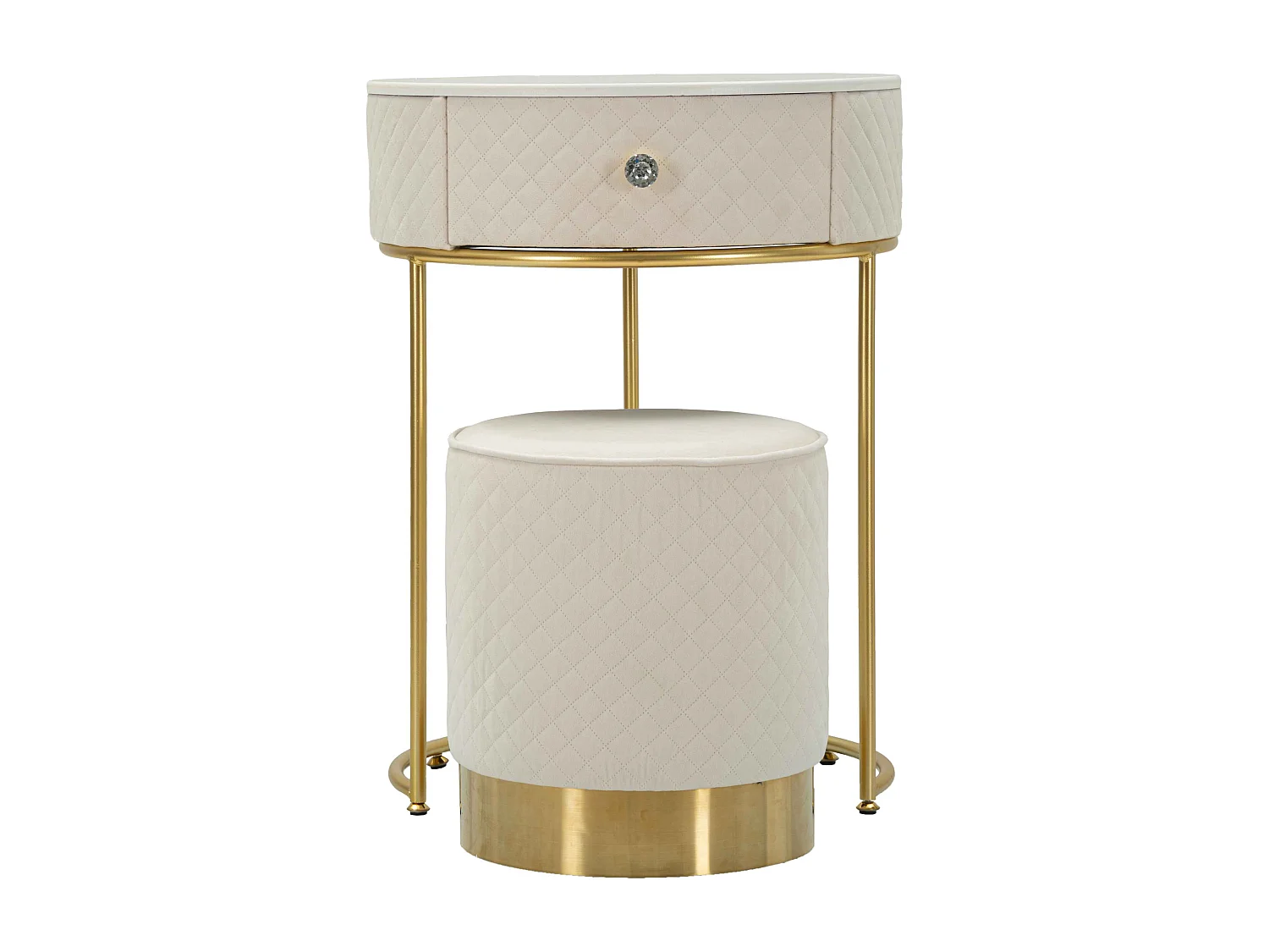 Comodino/toeletta con pouf in velluto cm ø 52x70 - ø 36x39