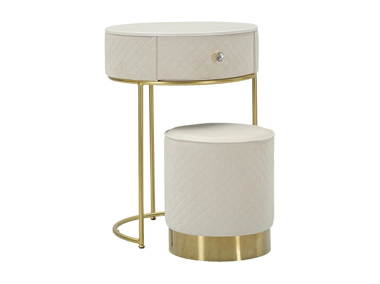 Coiffeuse d'Appoint Design "Vellit" 70cm Crème & Or