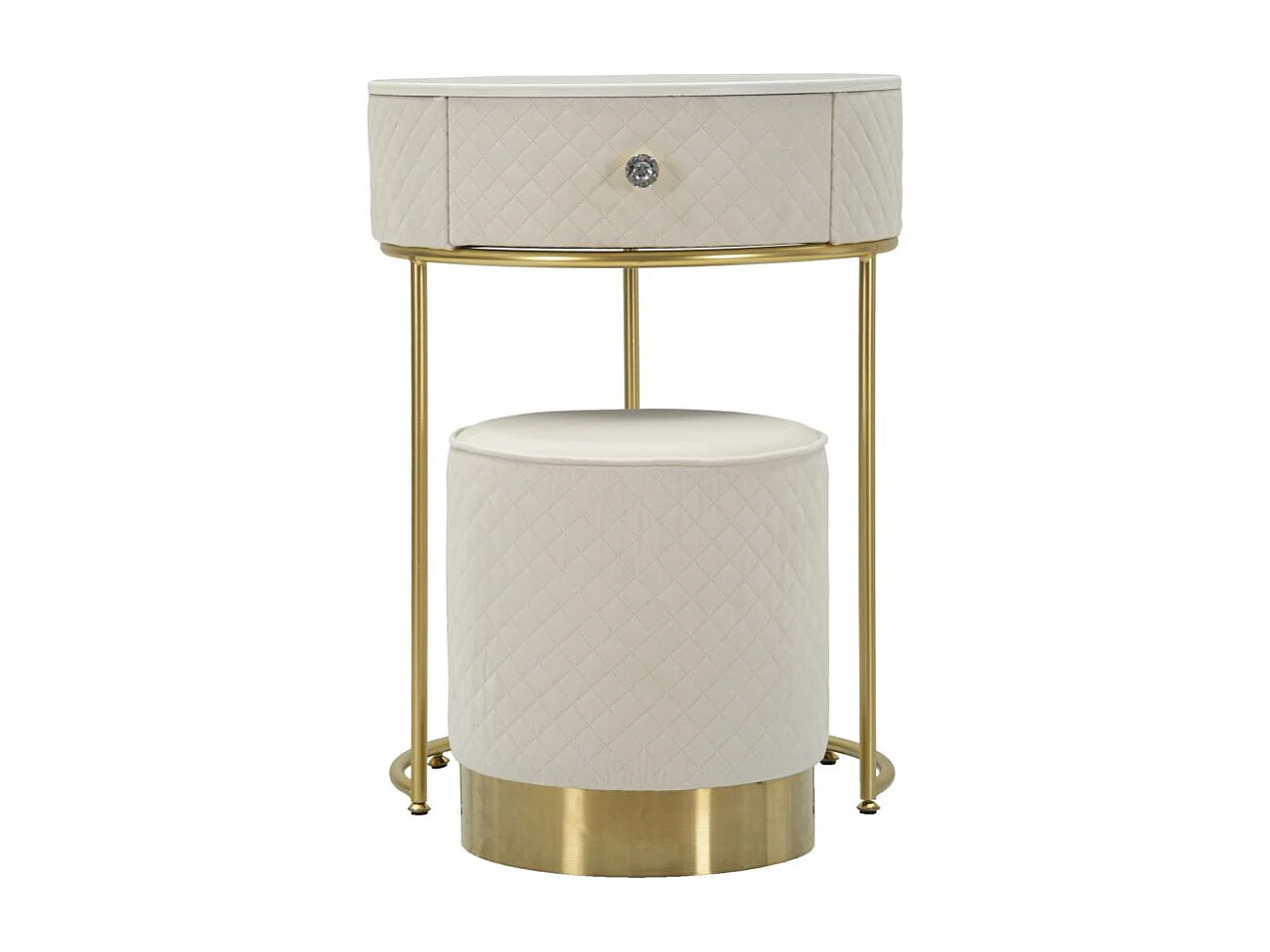 Coiffeuse d'Appoint Design "Vellit" 70cm Crème & Or