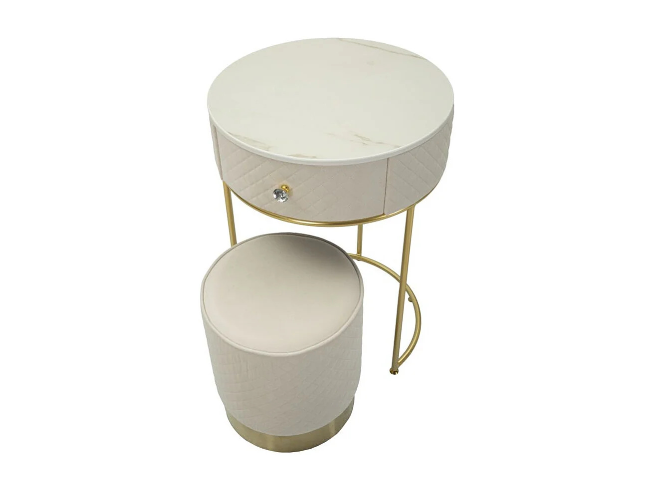 Coiffeuse d'Appoint Design "Vellit" 70cm Crème & Or