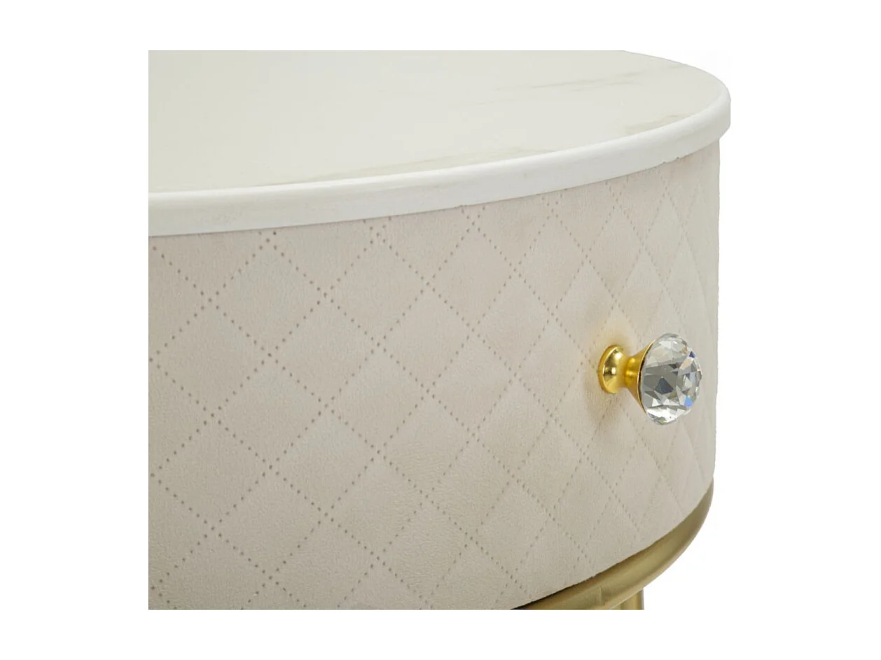 Coiffeuse d'Appoint Design "Vellit" 70cm Crème & Or