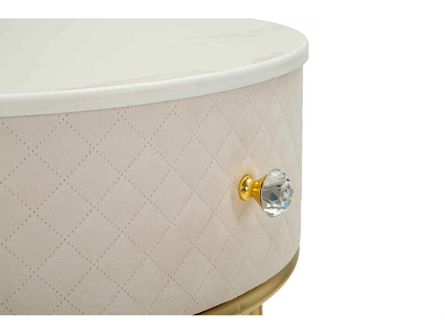 Coiffeuse d'Appoint Design "Vellit" 70cm Crème & Or