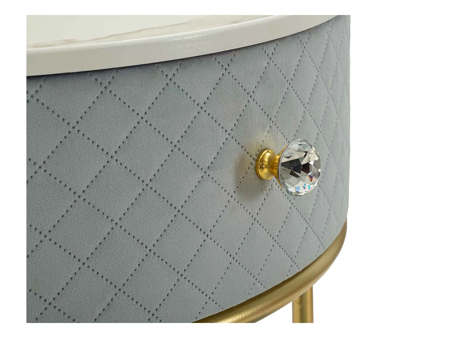 Comodino/toeletta con pouf in velluto cm ø 52x70 - ø 36x39