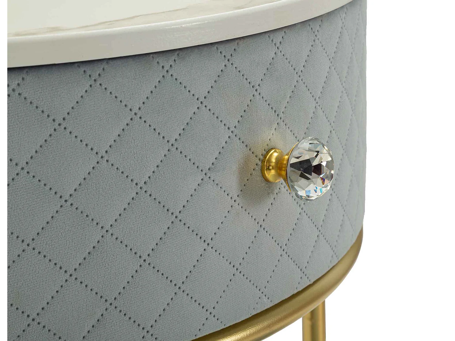 Coiffeuse d'Appoint Design "Vellit" 70cm Bleu Clair & Or