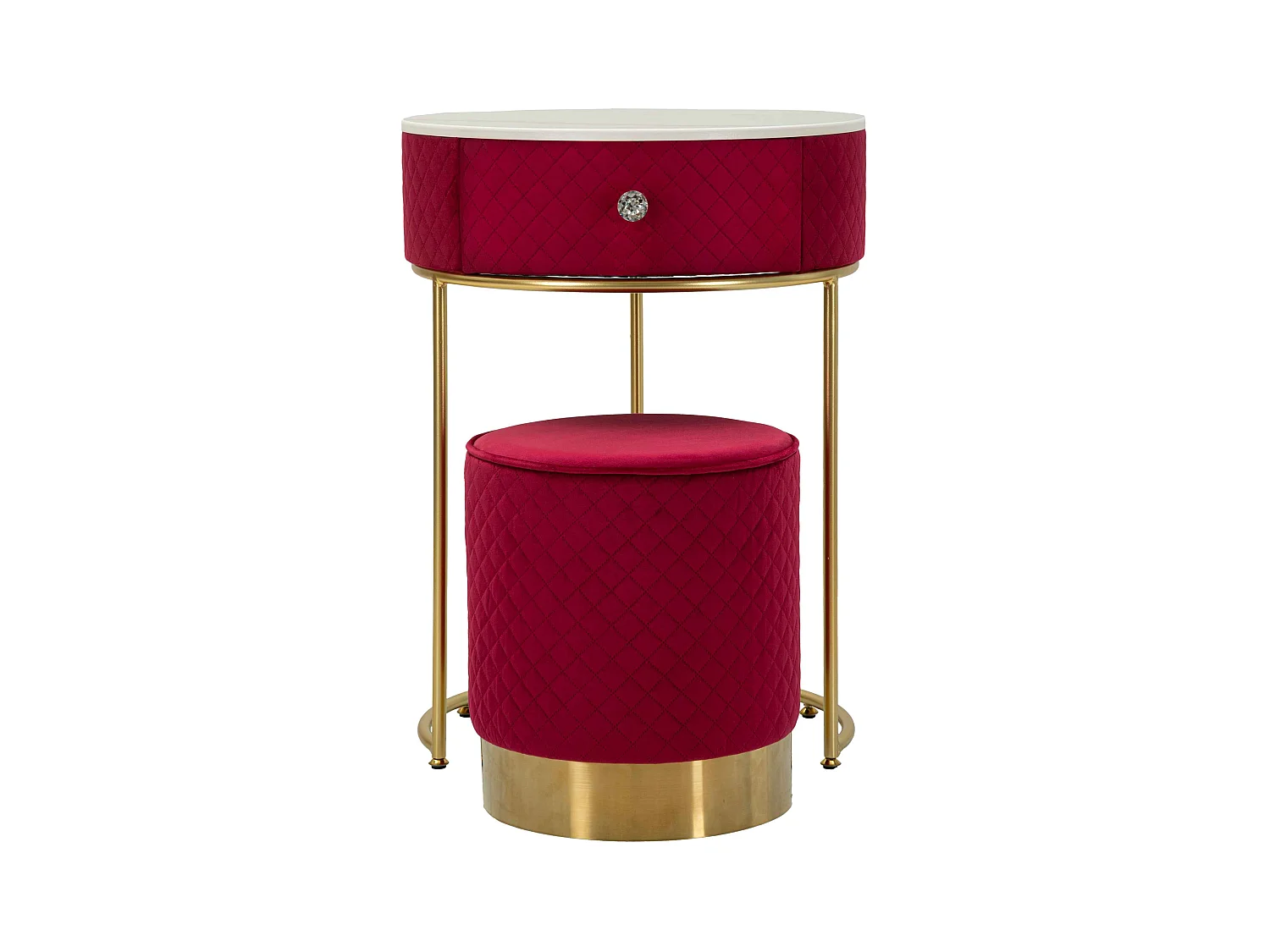 Comodino/toeletta con pouf in velluto cm ø 52x70 - ø 36x39