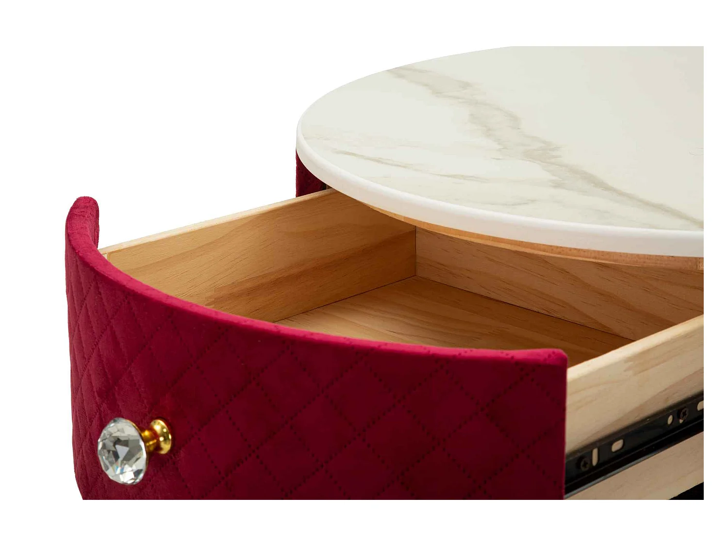 Comodino/toeletta con pouf in velluto cm ø 52x70 - ø 36x39