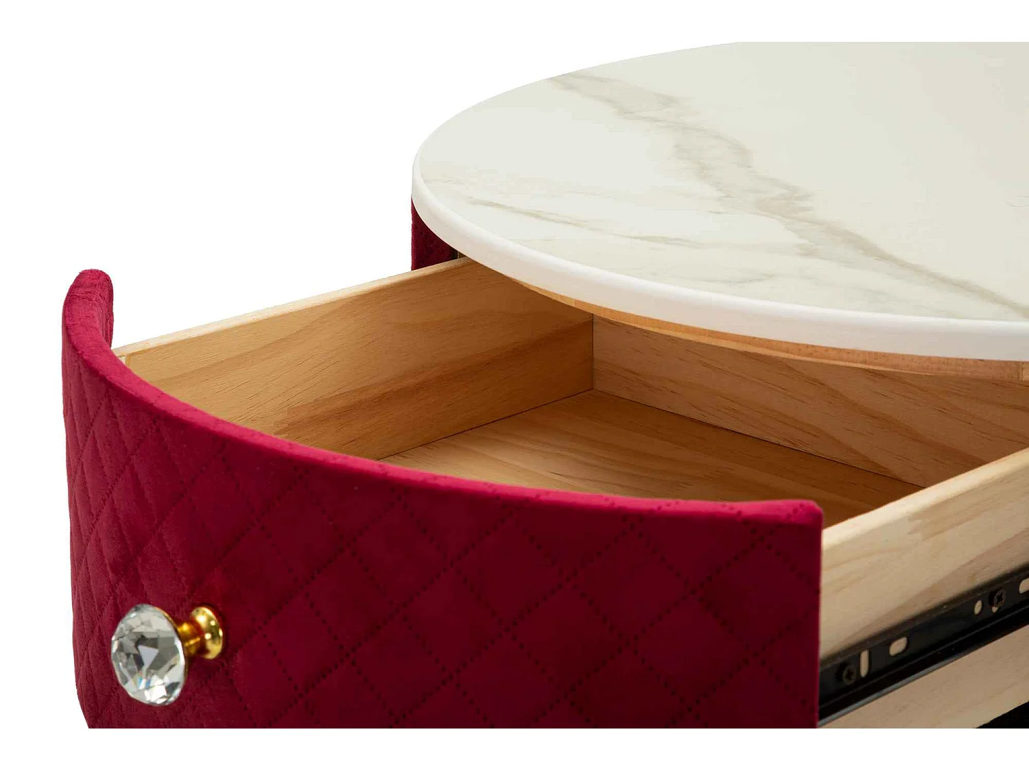 Comodino/toeletta con pouf in velluto cm ø 52x70 - ø 36x39