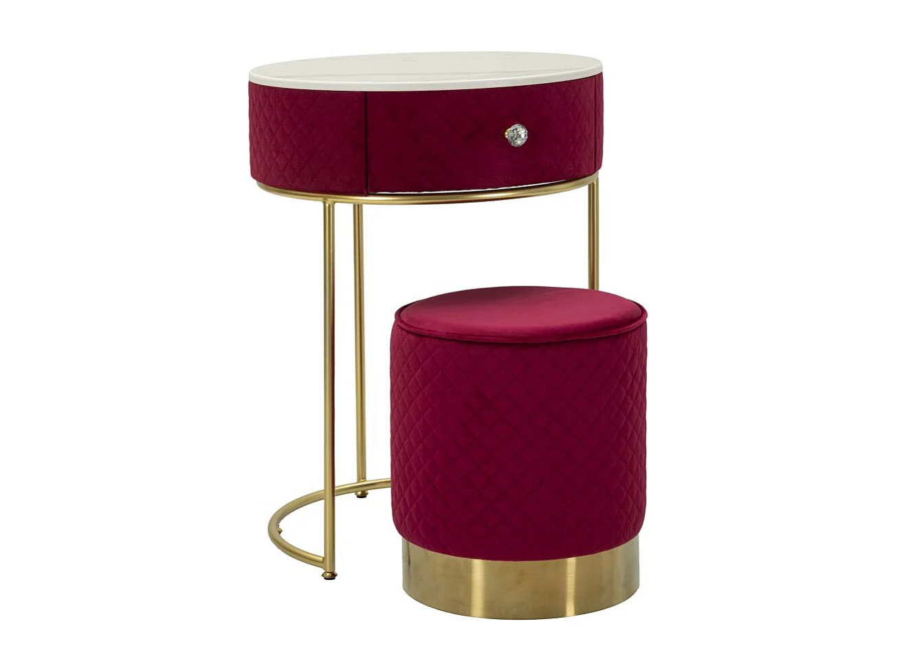 Coiffeuse d'Appoint Design "Vellit" 70cm Rouge & Or