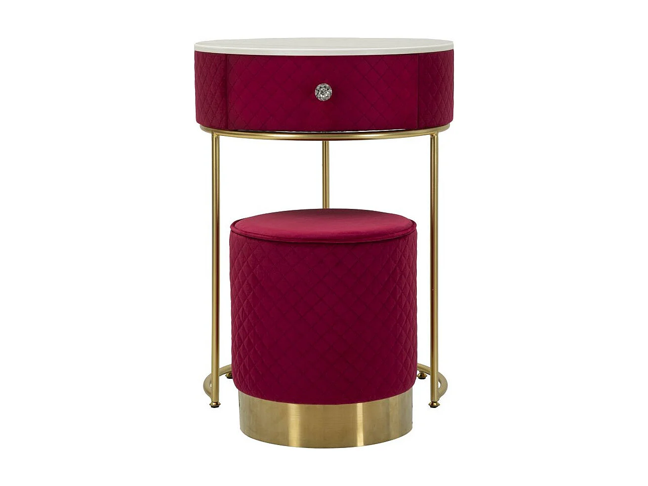 Coiffeuse d'Appoint Design "Vellit" 70cm Rouge & Or