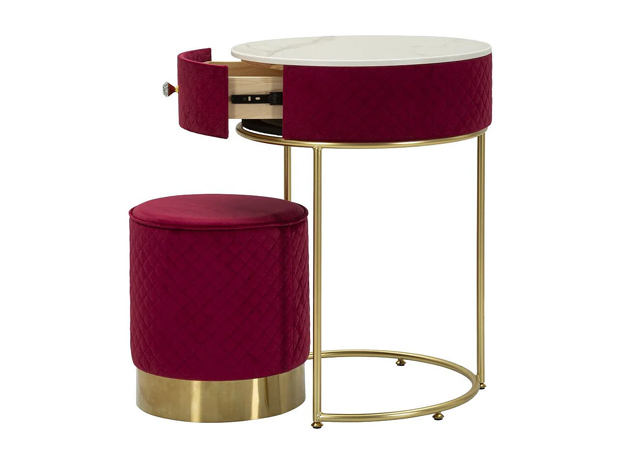Coiffeuse d'Appoint Design "Vellit" 70cm Rouge & Or