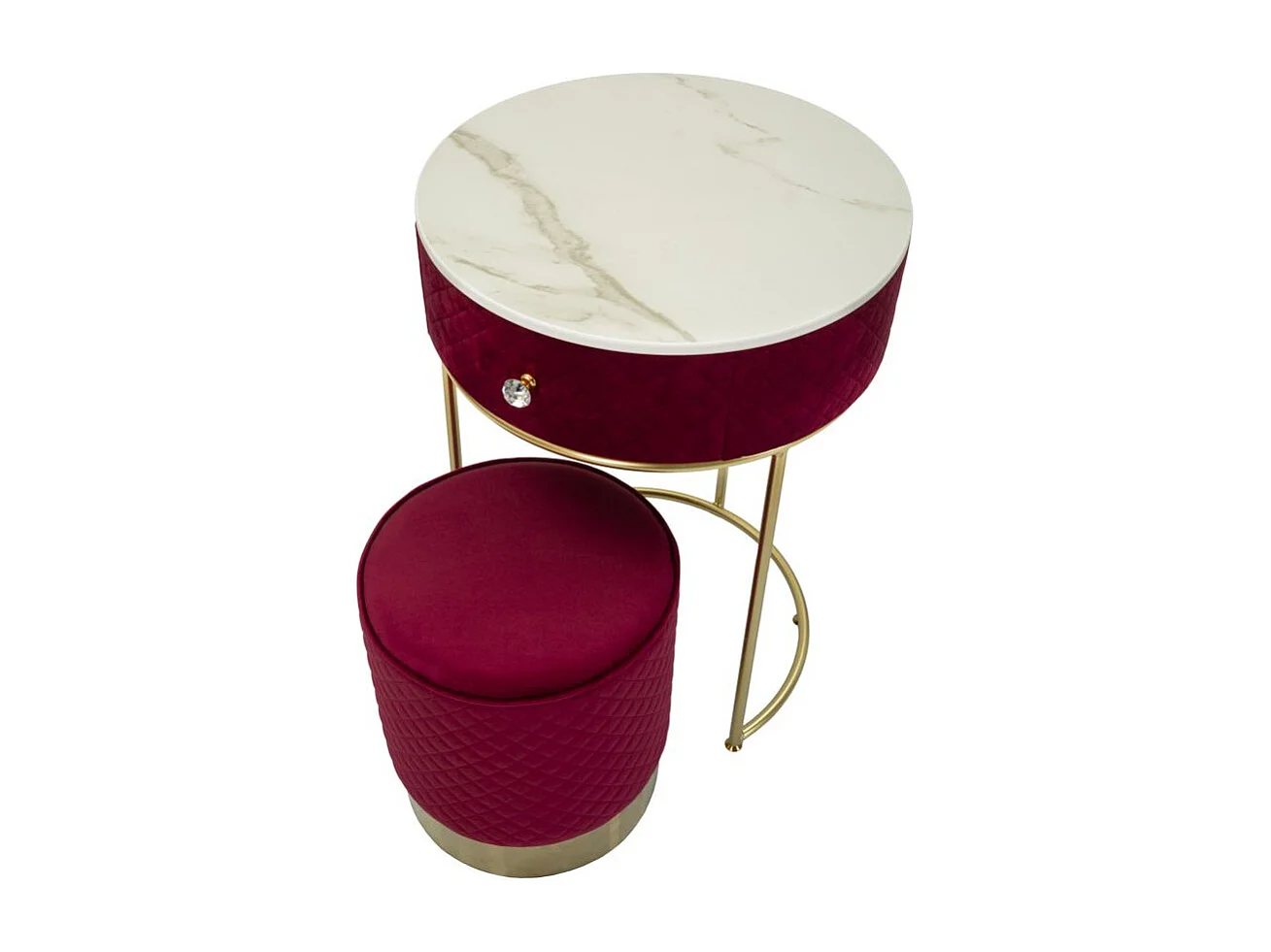 Coiffeuse d'Appoint Design "Vellit" 70cm Rouge & Or